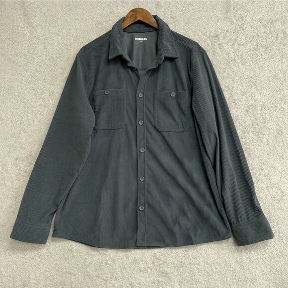 NWOT 32 Degrees Heat Men's L Gray Corduroy Button-Up Shirt Long Sleeve - Picture 2 of 10